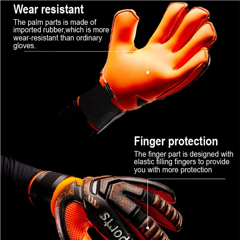 Soccer Goalkeeper Gloves Kids and Adults Football Goalkeeper Gloves Thickened Protective Fingers Size 5-10