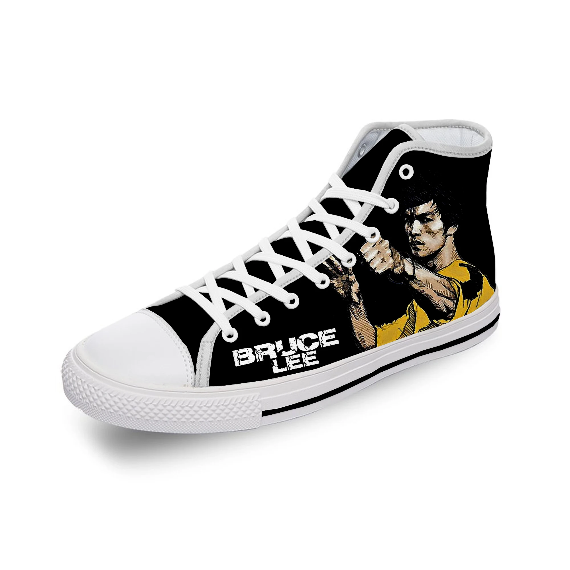 Kung Fu Legend Bruce Lee Dragon White Cloth Fashion 3D Print High Top Canvas Shoes Men Women Lightweight Breathable Sneakers