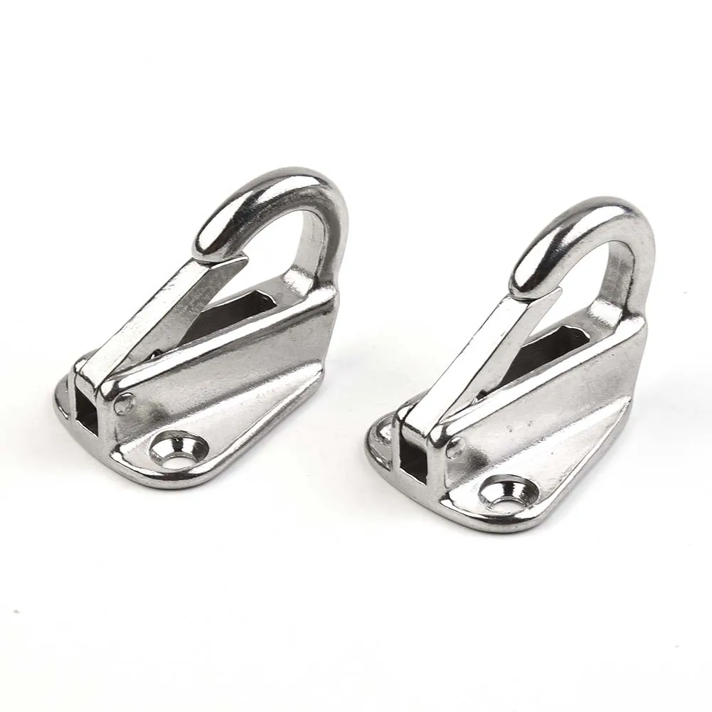 2 Fender Hook Marine 316 Stainless Steel Spring Snap Fending Boat Hardware Spring Locked