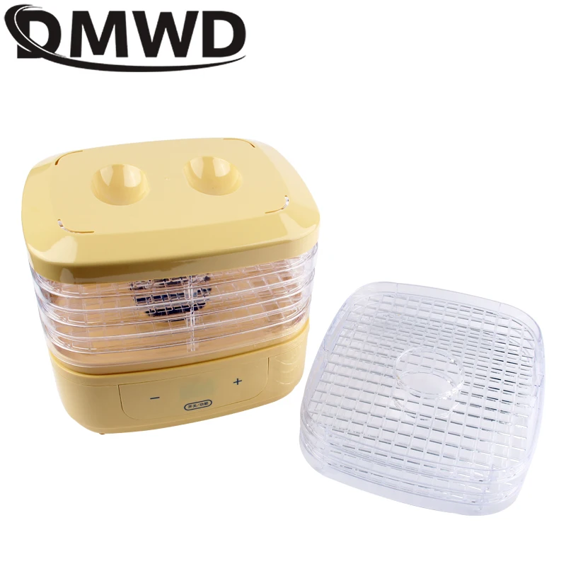 DMWD Dried Food Dehydrator Herb Fruit Vegetable Dehydration Drying Machine Smart Timing 5 Trays Pet Snacks Meat Hot Air Dryer EU