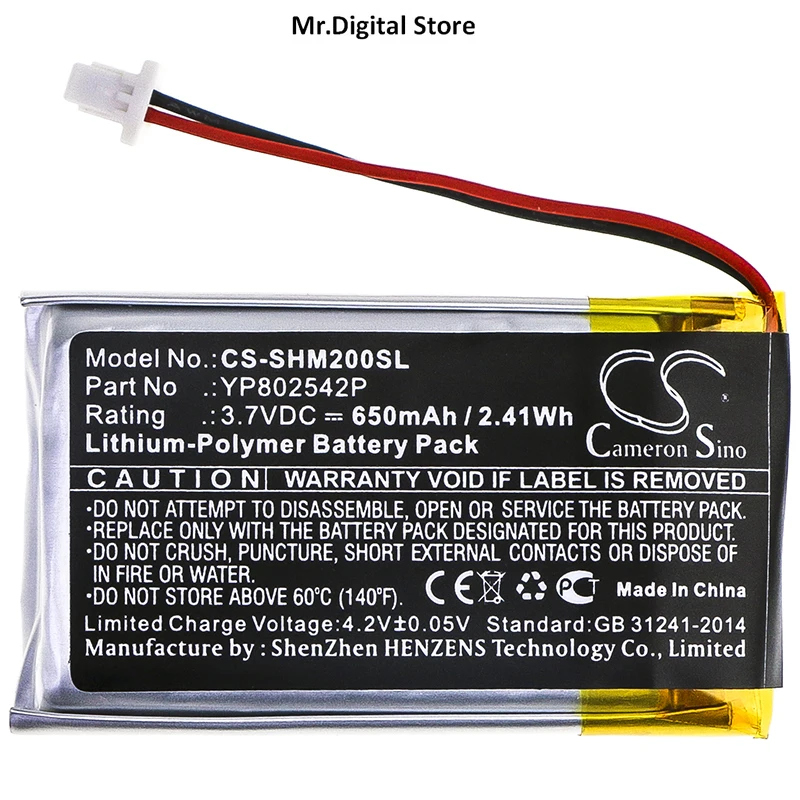 

Cameron Sino 650mAh Wireless Headset Battery YP802542P for Sena SMH-10S, SMH-20S