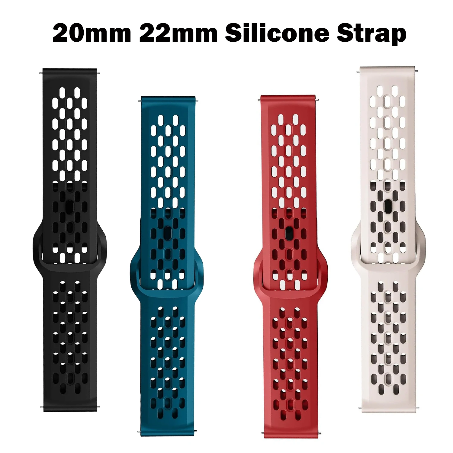 Versatile 20mm/22mm Silicone Smartwatch Strap