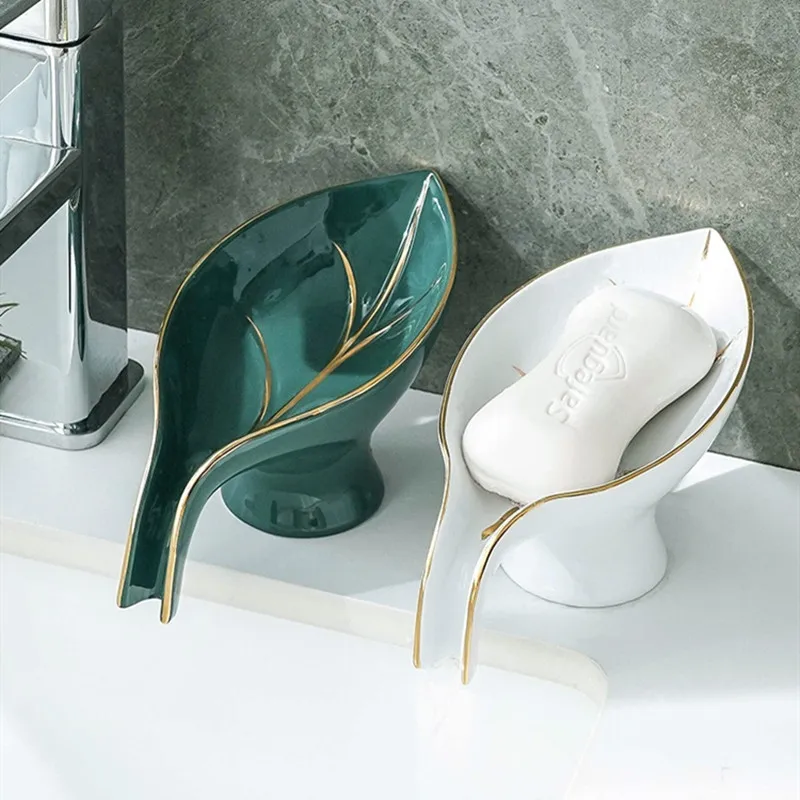 Description Picture 2 of itemCeramic Soap Dish Lightweight Luxury Drain Packaging Box Kitchen Storage Box Soap Cover Bathroom Shelf