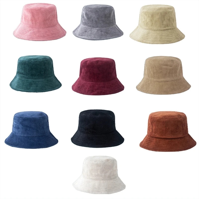 

Corduroy Ribbed Bucket Hat Unisex Trendy Lightweight Outdoor Hip Hop Winter Warm Vacation Fisherman Cap Headwear