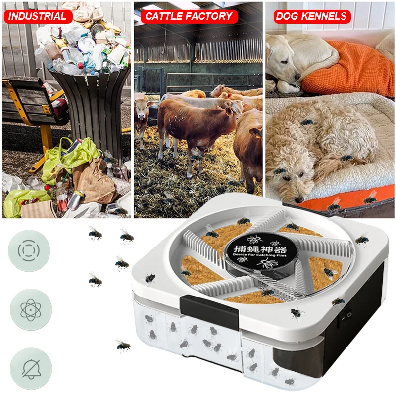 

Electric Fly Trap Usb/Recharge Flycatcher With Bait Safety Fly-Killing Artifact Rotary Flies Catcher Indoor Outdoor Flies Trap
