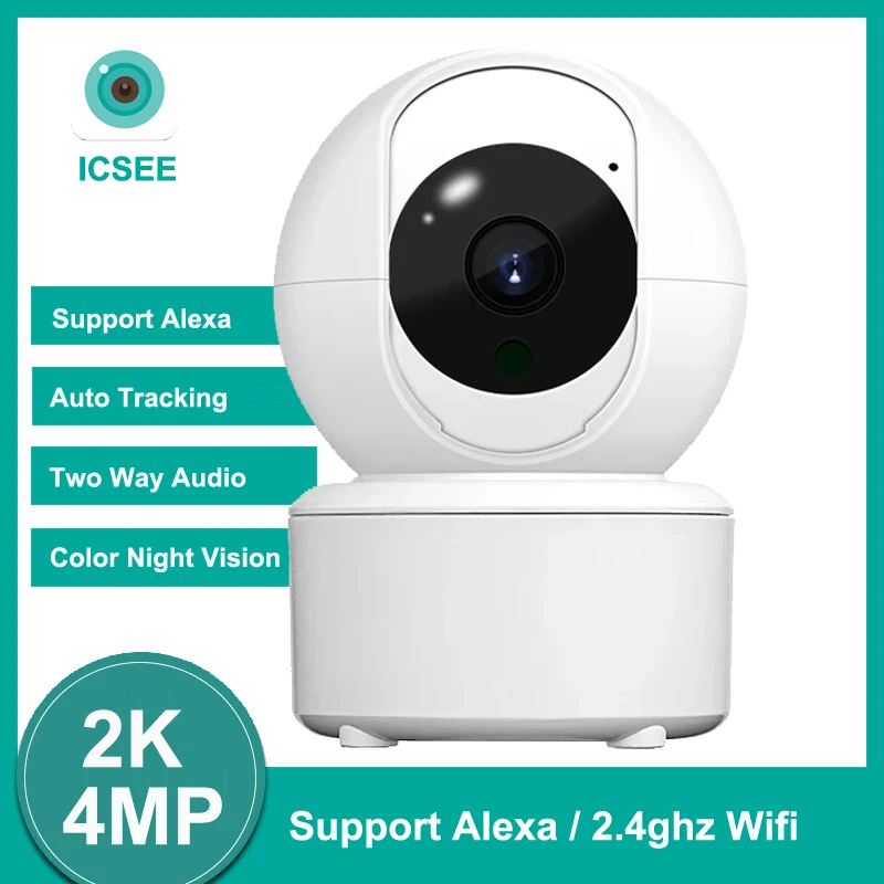 HONTUSEC 4MP ICSEE PTZ Camera Human Detect Auto Tracking Surveillance Cameras Two Way Audio ICSEE Camera Support Alexa Google 1080p 5g wifi surveillance cameras outdoor camera 360 full color night vision motion detect auto tracking baby monitor ip camera