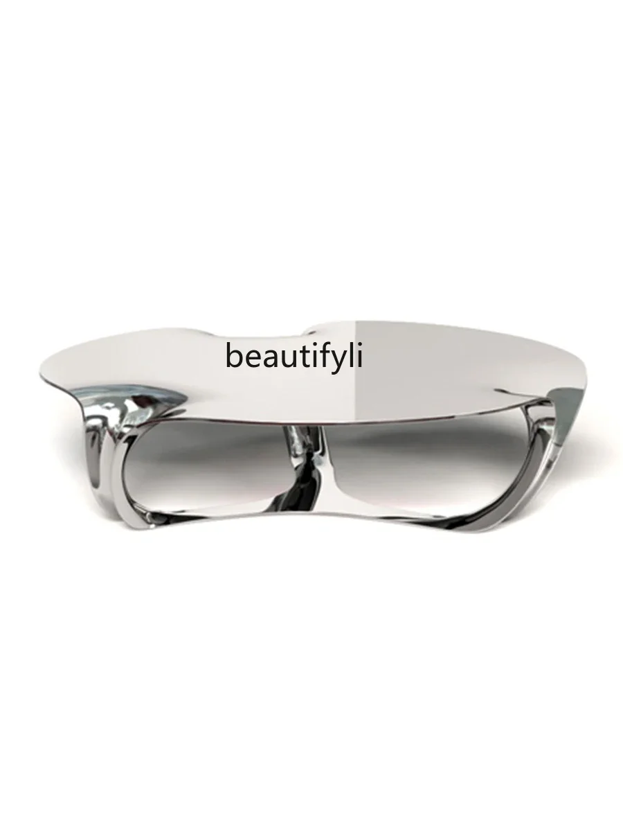 

Designer Electroplating Hollow Cloud Tea Table Shaped Living Room Cream Style Model Room Sales Department