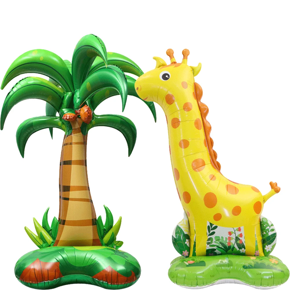 Safari-Geburtstagsdekorationen, stehend, aufblasbare Tierballons, Giraffe, tropische Palme, Folienballon, Dschungel-Party-Dekorationen