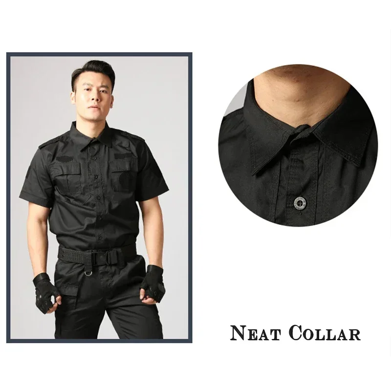 Black Uniform Tactical Clothing Security Guard Workshop Outdoor Training Summer Autumn Short Sleeve Long Sleeve tactical pants tactical suit tactical shirt tactical men jackets mens work uniforms