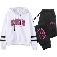Quality Daily Women Tracksuit Hoodies Casual Single Piece Stripe Sweatshirt and Sweatpants Comfort Outdoor Jogging Autumn Winter