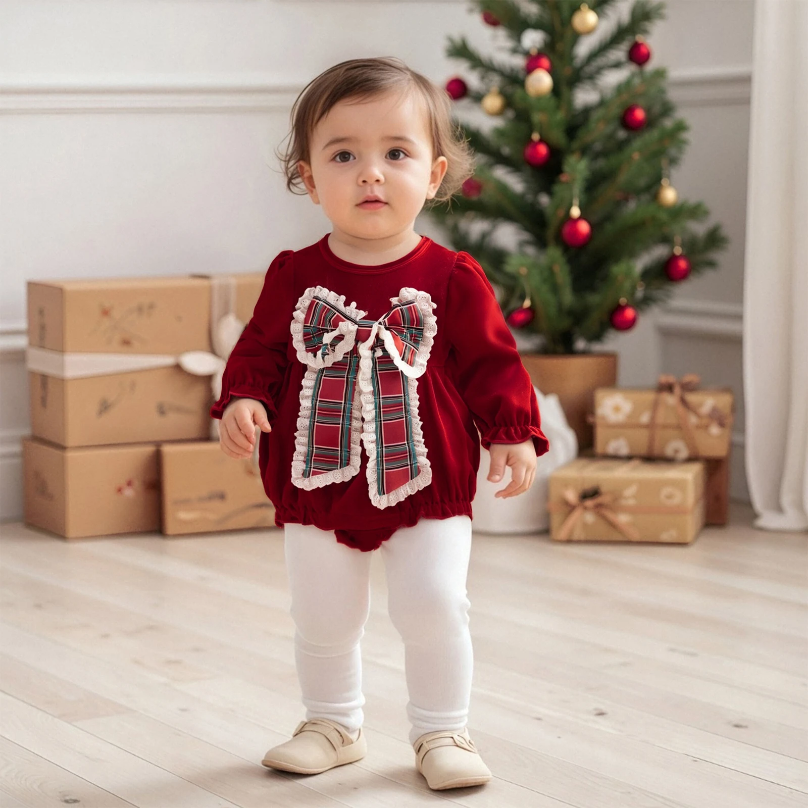 1-5 anni vesto natalizio per bambina con fascia per capelli