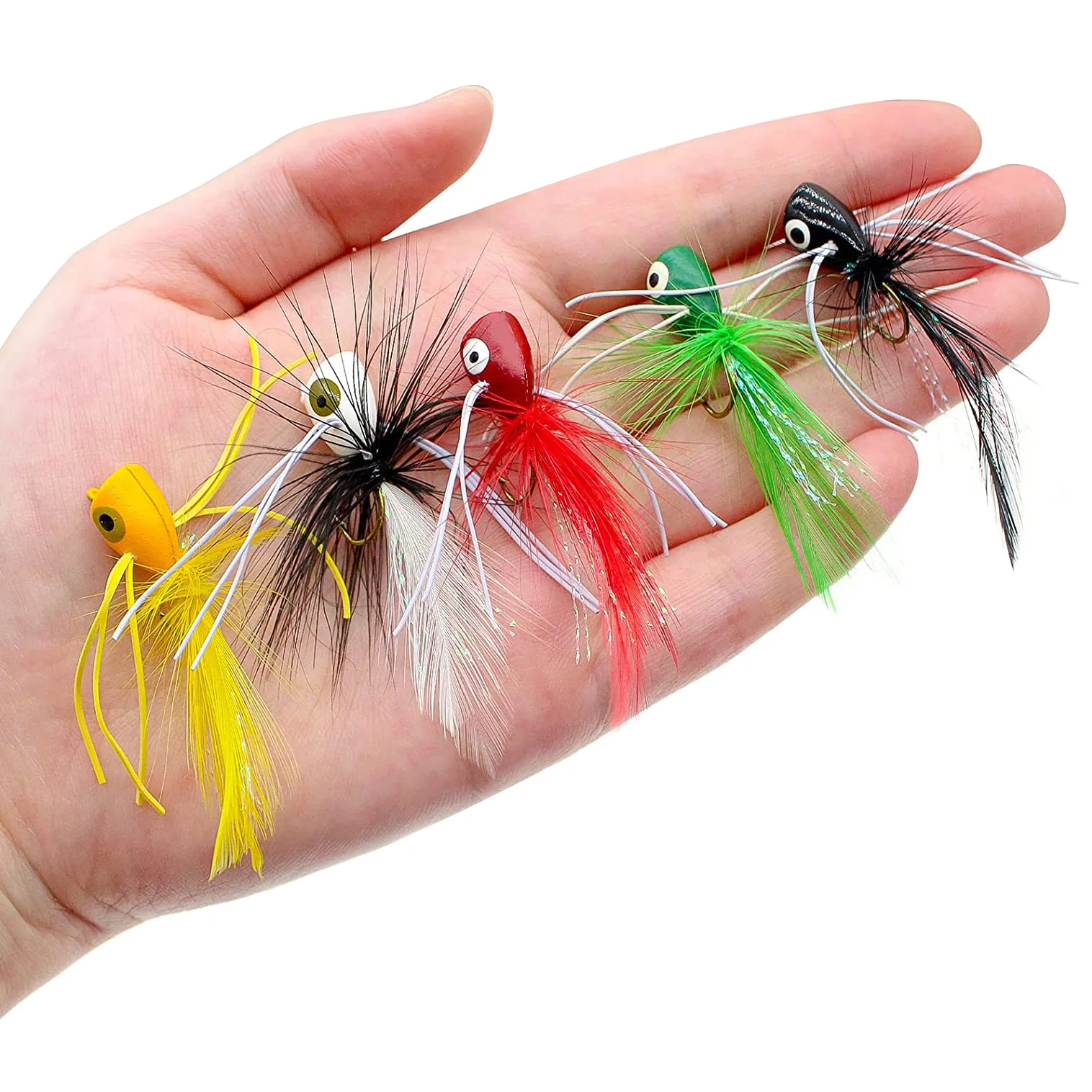 Leurres Poppers Pour Pêche à La Mouche - Lot De 10, Hameçons Acier Carbone, Pour Black Bass, Truite, Eau Douce/salée