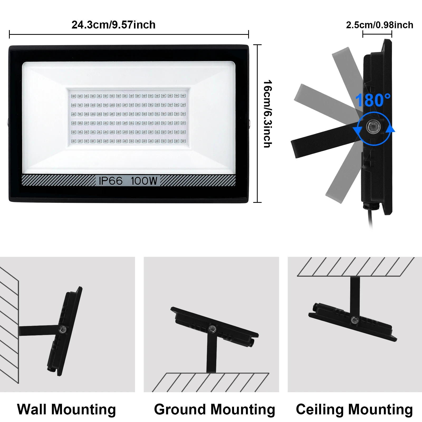 Eleganted 2pcs 100W Projecteur UV LED 395-405nm Lumière Noire IP66