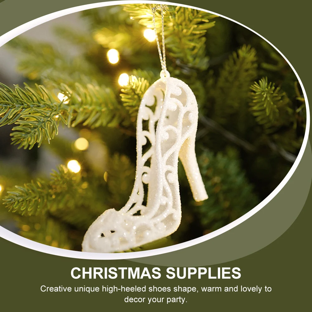 6 Pcs Christmas High Heels Hanging Ornaments Tree Decorations Mini Plastic Xmas High-heeled Shoes Pendant 4