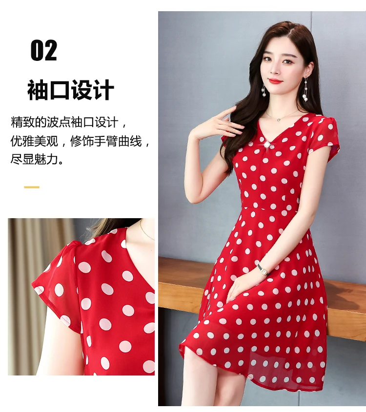 Mini Polka Dot Dress Short Dresses Women 2022 Summer Dresses Woman Casual Chiffon Sexy Black Red Floral V-neck Plus Size L-5XL lulus dresses