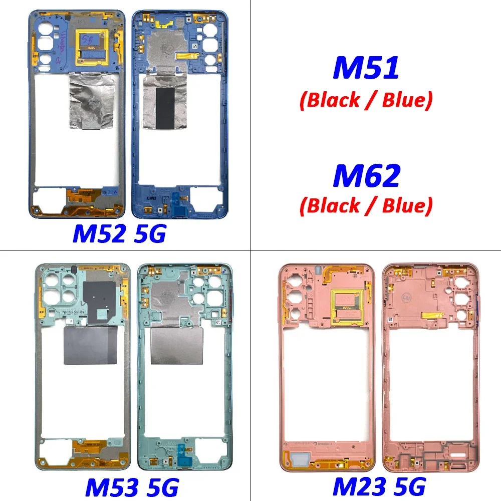 

Новинка для Samsung Galaxy M51 M62 M23 M52 M53 5G M236B M536 средняя рамка задняя панель Держатель корпуса Запасные части