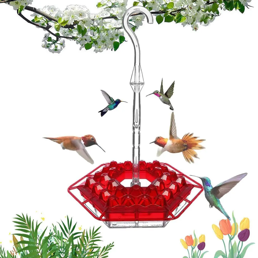 Bird Feeder Hummingbird Feeders Outdoors Hanging Ant And Bee Proof Ant Moat Windchime Plastic Humming Bird Feeder