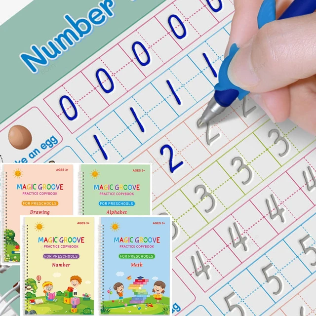 4 Books/set Children Magic Copybook Handwrite Practic Reusable