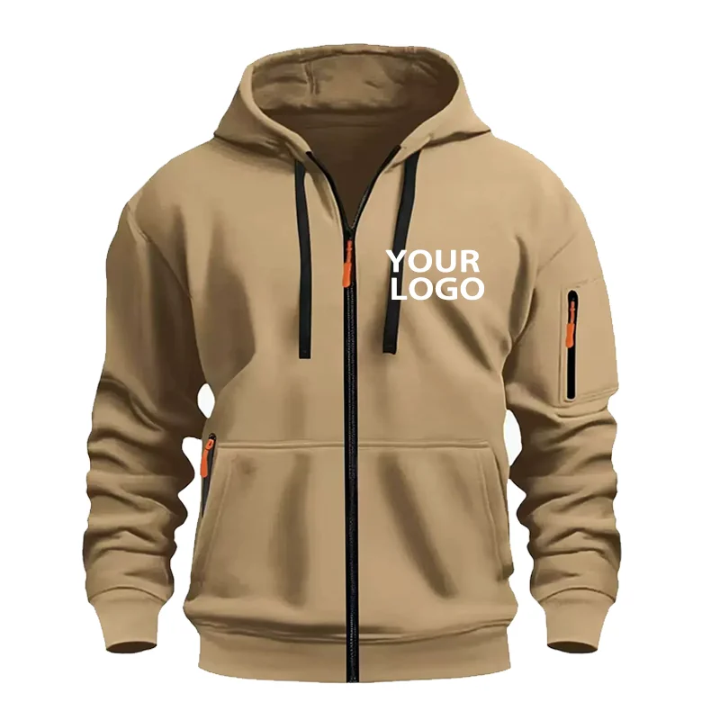 هودي رياضي رجالي سحاب كامل جيب ذراع