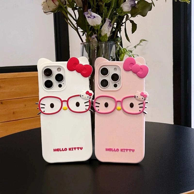 Charming KT Cat Glasses Silicone Soft Phone Case Cover