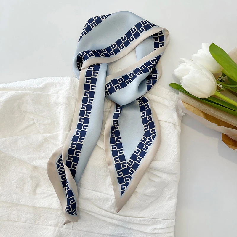 High-Grade Light Blue Color Series Silk Scarf Hair Band Ribbon Tied-Up Hair  Long Bow Vintage Satin Ribbon Hair Accessories - AliExpress