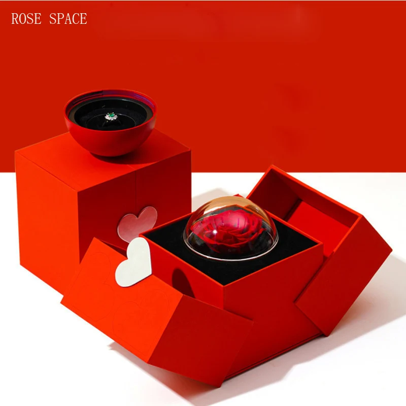 Noble Eternal Flower Gift Box Real Rose Jewelry Box Mother's Day Birthday Party Valentine's Day Christmas New Year gift
