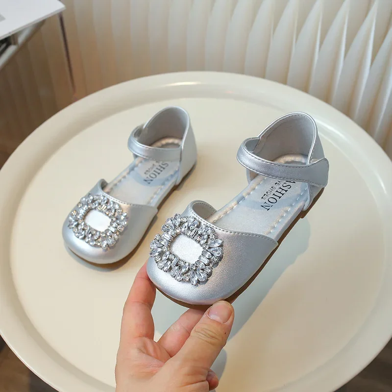 Girls Summer Sandals with Rhinestone Buckle for Kids