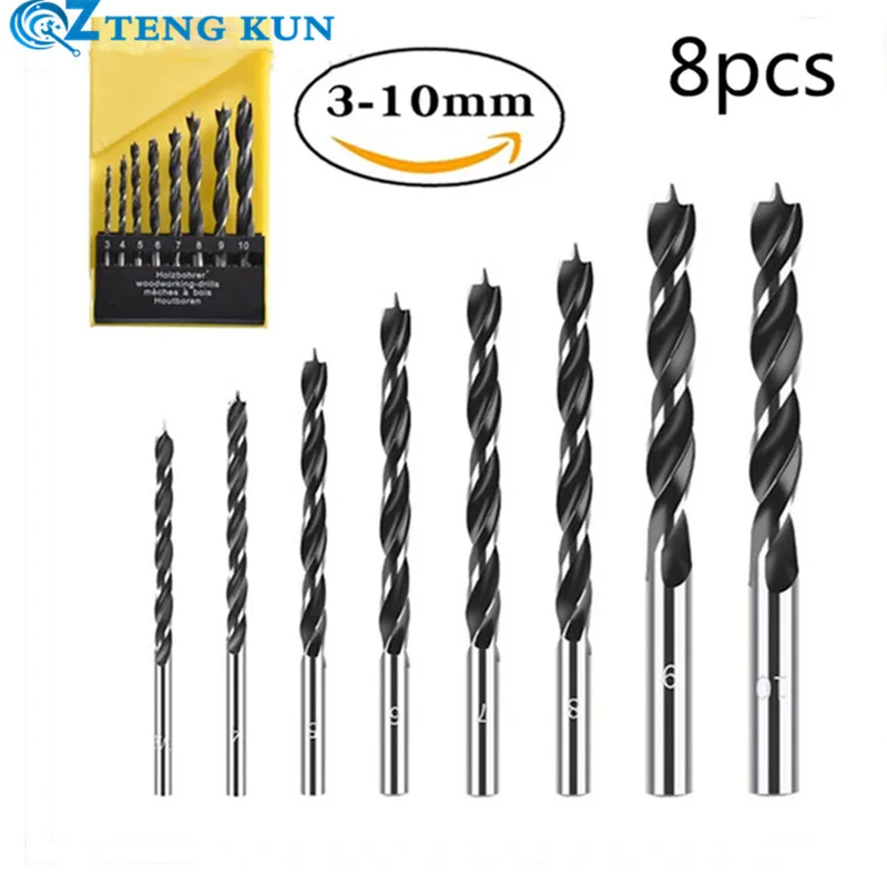 Three-Point Woodworking Drill Hole Support Drill Plank Special Positioning Straight Shank Twist Drill Woodworking Tool Drill hexagonal shank woodworking drill bit punching round shank three point drill electric drill rotary head wood plank hole special