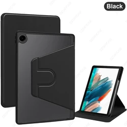 Lightweight Transparent Tablet Case with Pencil Holder and 360° Rotating Stand (Black)