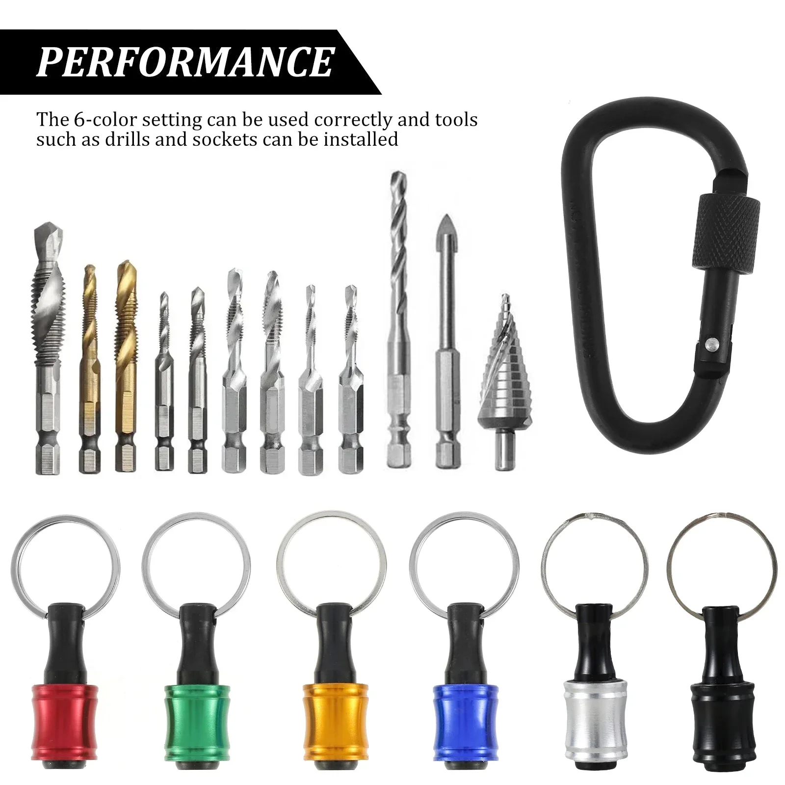 18Pcs 1/4in Hex Shank Screwdriver Change Handheld Screwdrivers Bits Holder Extension Bar Drill Keychain Screw Adapter Drill