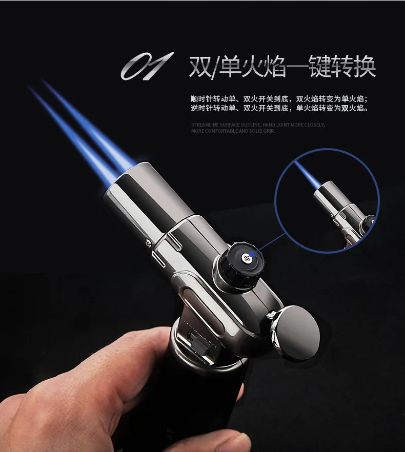 Description Picture 4 of itemOutdoor Direct Flush Lighter Inflatable High Temperature Spray Gun Double/Single Flame Adjustment Kitchen BBQ Ignition Tool