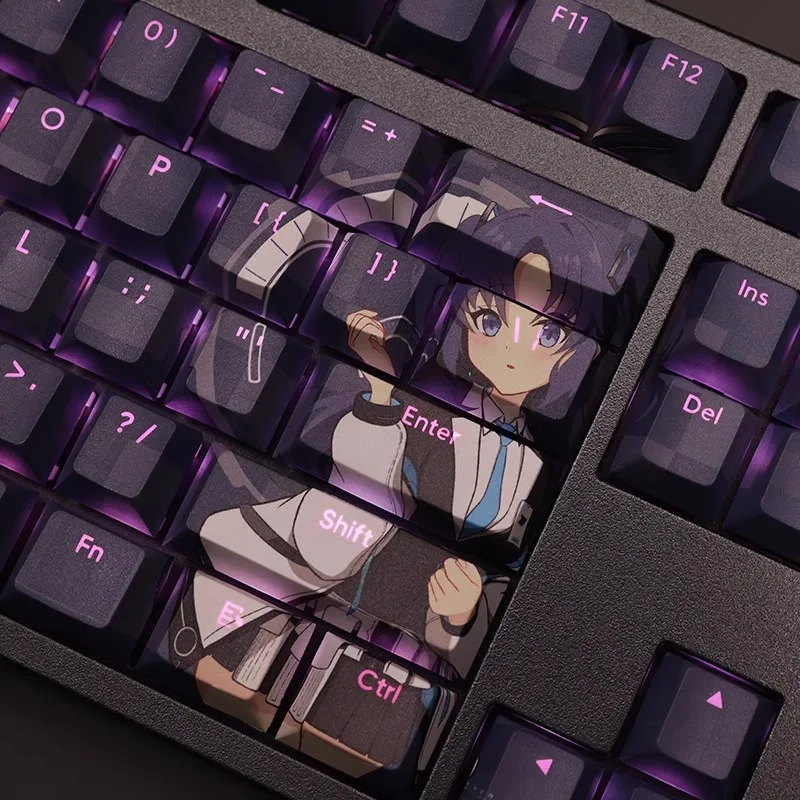 Desenhos Animados Anime Gaming Key Caps Arquivo Azul Hayase Yuska Keycap Pbt Backlit Keycaps Ansi 61 87 104 108 Conjunto de Chaves - Imagem 4