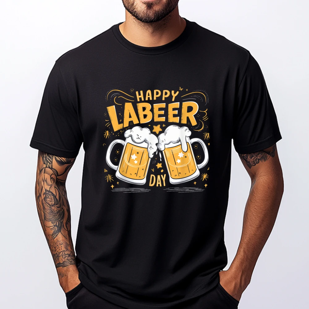 Funny Female T-shirts Happy Labeer Day Funny Labor Outdoor Tops Tees Cotton Short Sleeve Leisure Tee-Shirts Round Neck Happy Labeer Day Funny Labor Day BBQ Celebration