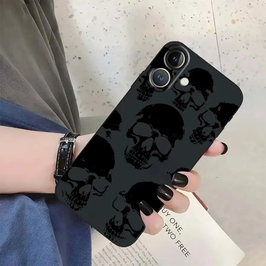 Sleek Black Skeleton Skull Design Phone Cover