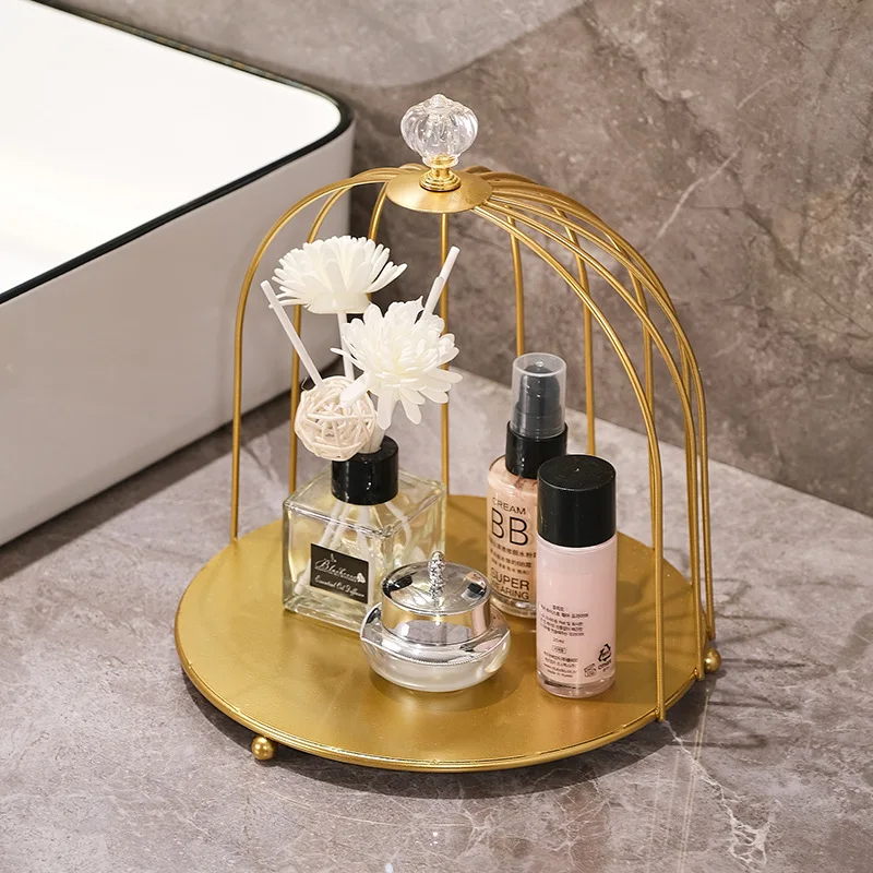 Metal Bird Cage Makeup Organizer Cosmetic Organiser Cosmetic Storage Shelf Bathroom Tabletop Toilet Vanity Organiser Makeup Box 3
