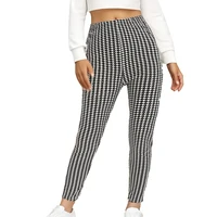 CUHAKCI Plus Size Elastic Casual Leggings Sports Tight Pants Thousand Bird Plaid Comfortable Soft Breathable Cropped Pants - Image 6