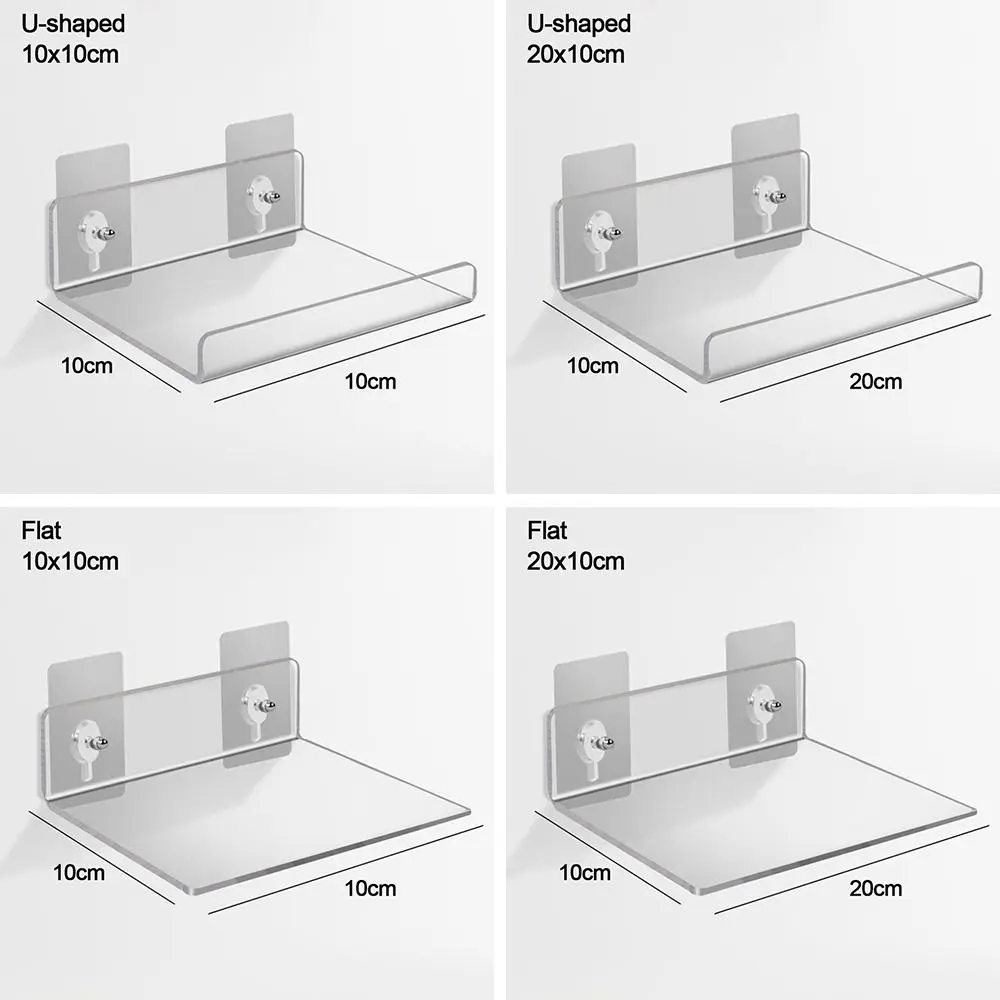 Bathroom Transparent Shelf Wall Free-Punch Storage Rack Durable Cosmetic Storage Bookshelf Partition Cabinet Organizer