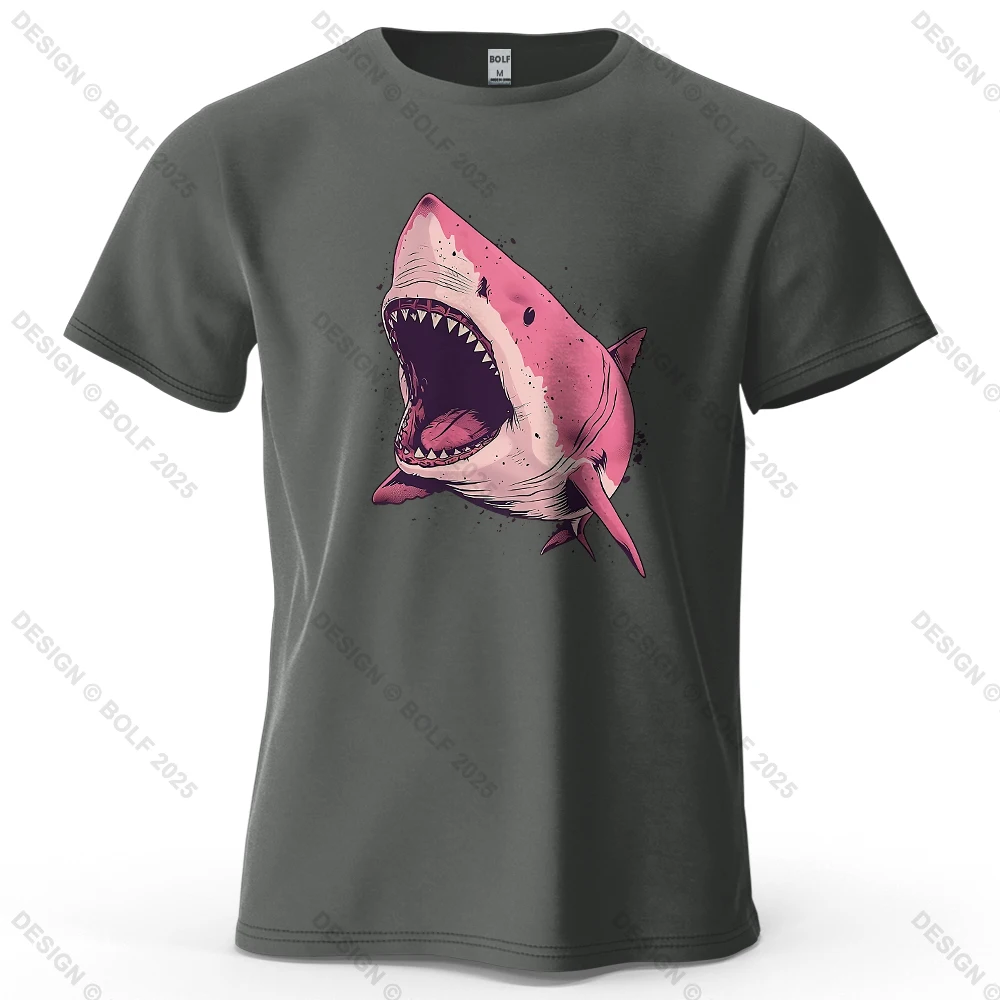 Pink Shark Cartoon Graphic Oversized 100% Cotton T-Shirt - Unisex Streetwear Tee