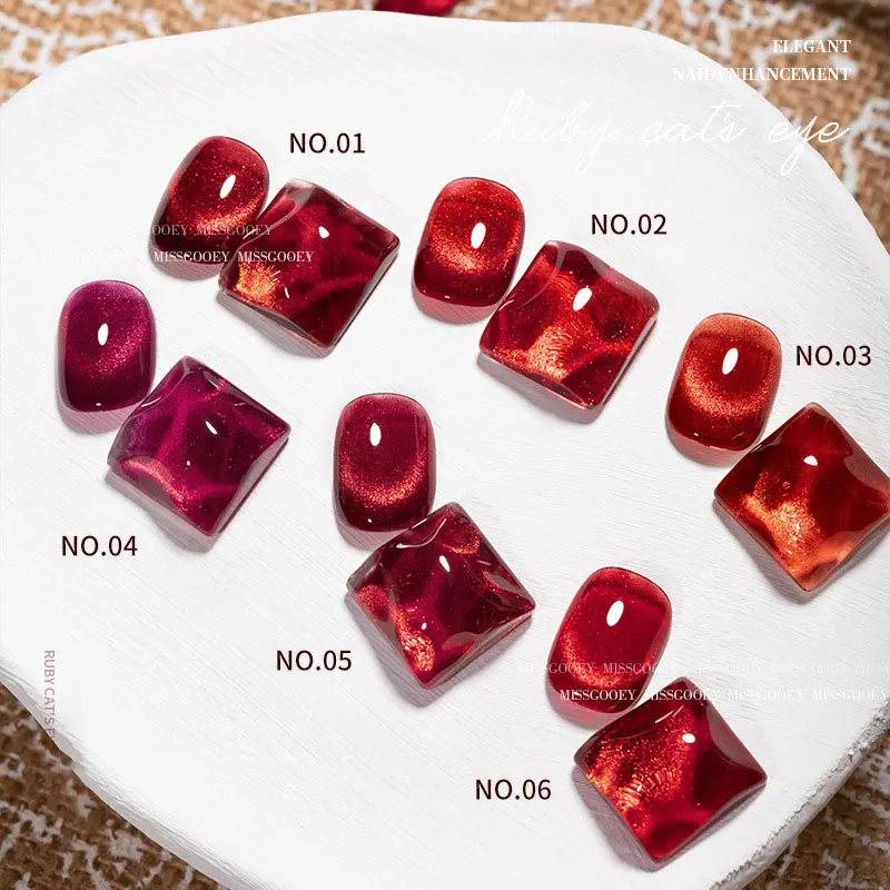 10ml Cherry Ruby Crystal Cat Eye Gel Nail Polish Chameleon Magnetic Gel Soak Off UV LED Nail Varnish Gel For Manicure 4