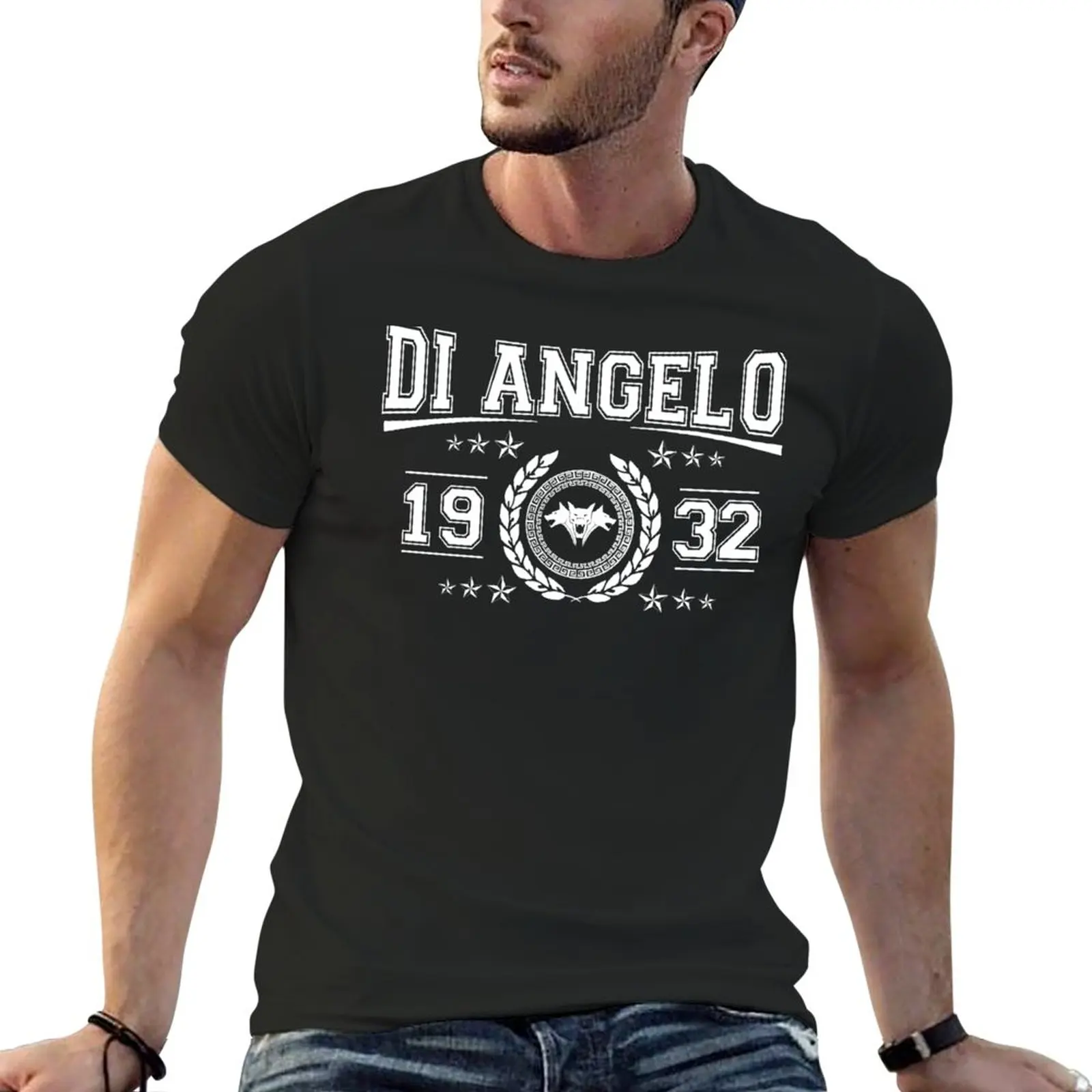 Di Angelo Varsity W T-Shirt Customizeds Tee Shirt Plain Black T-Shirt Uomo