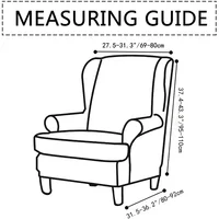 Elastic Wing Chair Cover Velvet Super Soft Wingback Sofa Slipcovers Stretch Solid Color Wing Armchair Covers Seat Cushion Cover 2