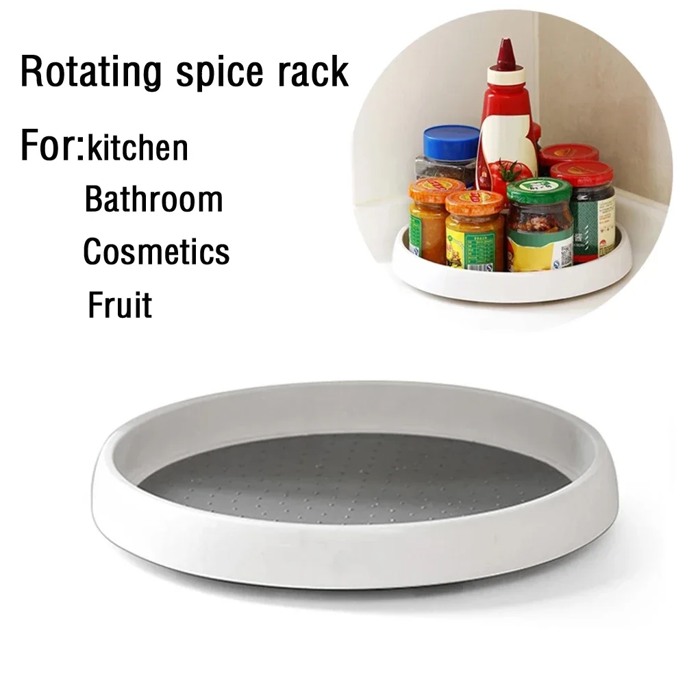 

Kitchen 30cm Condiment Round 360 Degrees Rotating Storage Tray Convenient Rotating Spice Rack Non-Slip Home Cosmetics Organizer