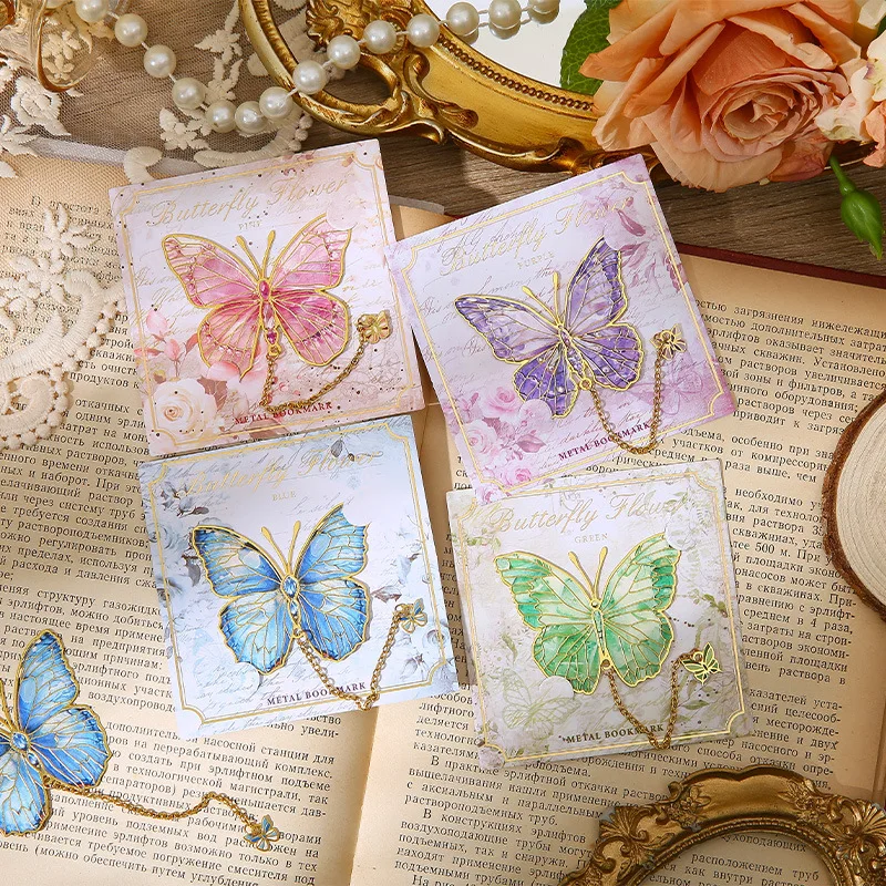 Retro Special-Shaped Butterfly Student Reading Bookmark Holder 4Types Of Art Oil Painting Bookmarks Exquisite Reading Gifts metal bookmark bookmarks stationery supplies bookmark holder oil painting bookmark