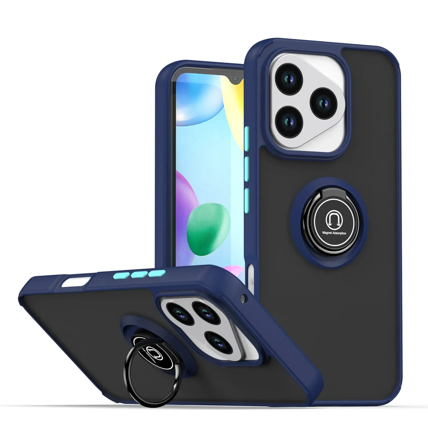 Armor Shockproof Matte Case with Ring Magnetic Stand Holder