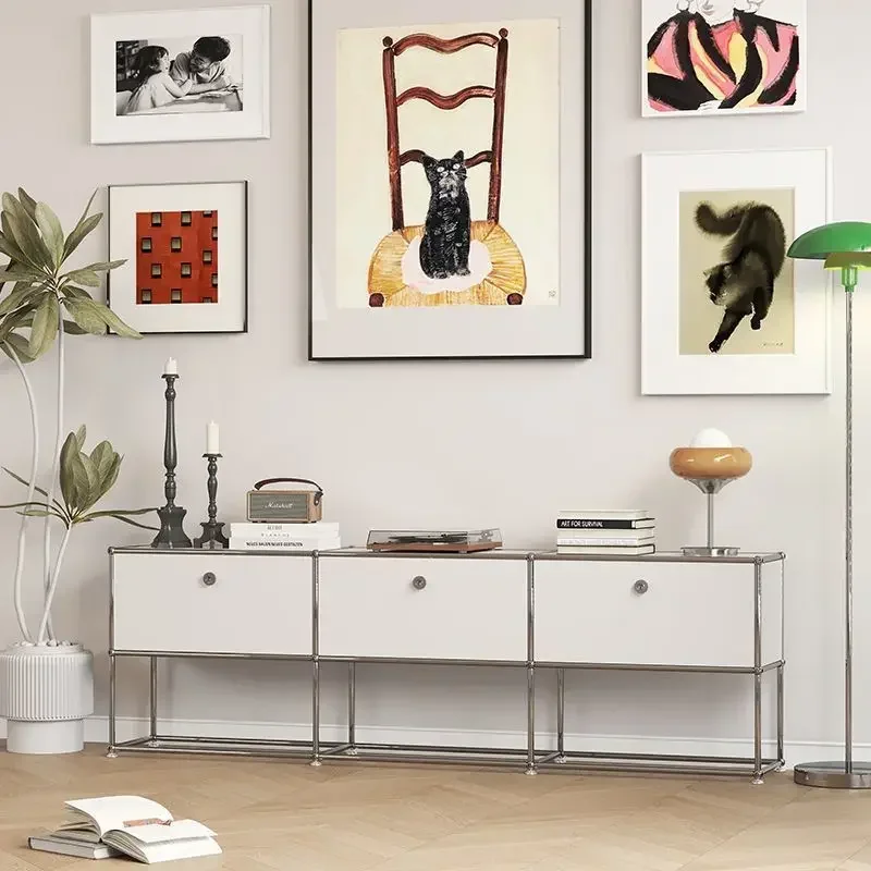 Vintage USM Haller Storage Cabinet Sideboard Haller Living Room Bedroom Stainless Steel Metal Framework Storage TV Cabinet 2