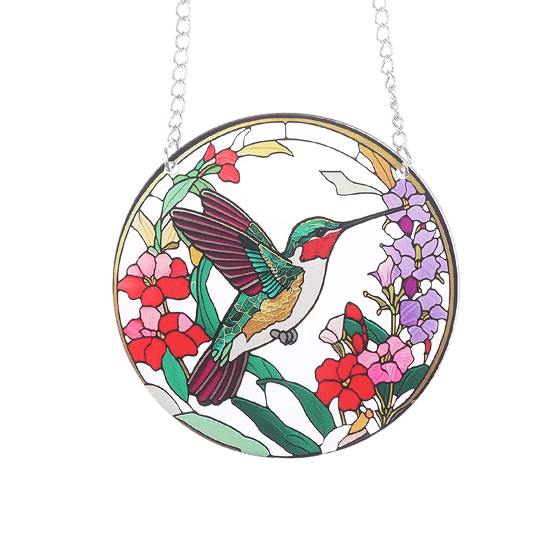 Hummingbird Stained Window Hangings Suncatchers for Windows Birds Window Hangings with Chain Colorful Suncatcher