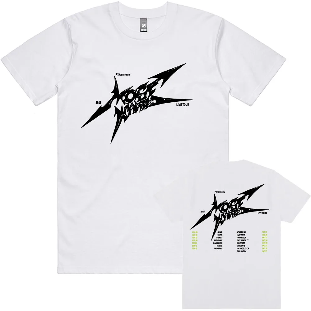 P1Harmony Live Tour 2025 T-shirts Baumwolle Lose Männliche T-shirt Casual Mode Unisex Street Hip Hop Koreanischen Stil Männer T Shirt t – Detail 5