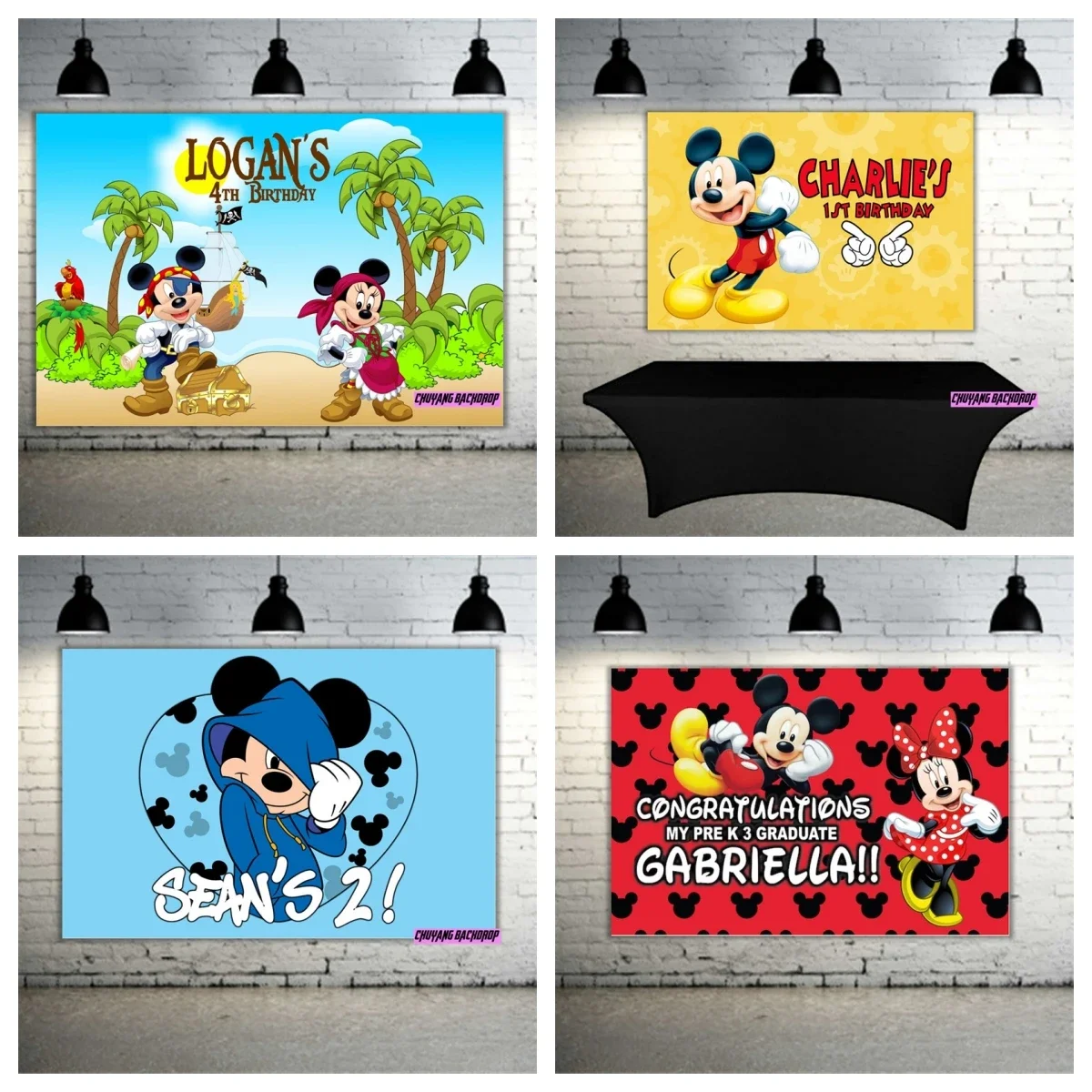 

Disney Cartoon Beach Holiday Hoodie Mickey Minnie Mouse Clubhouse Backdrop Birthday Party Photography Background Supplies Banner