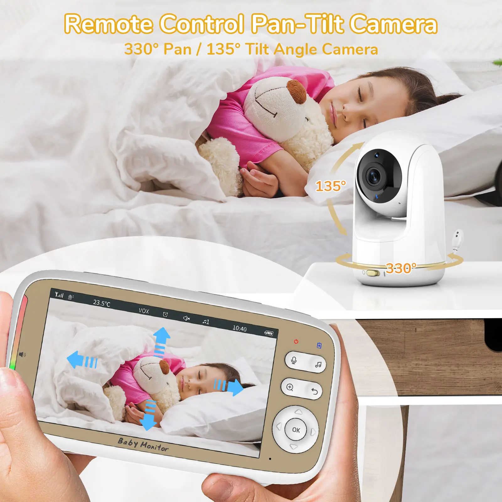 VB803 PRO, Baby Monitor HD 720P, surveillance de la température, WIFI, PTZ – Image 4