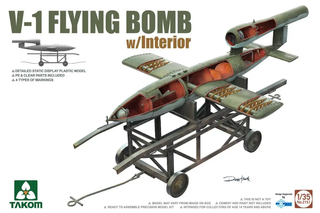 learning resources gears TAKOM 2151 1/35 V-1 FLYING BOMB w/Interior - Scale Model Kit model cars to build